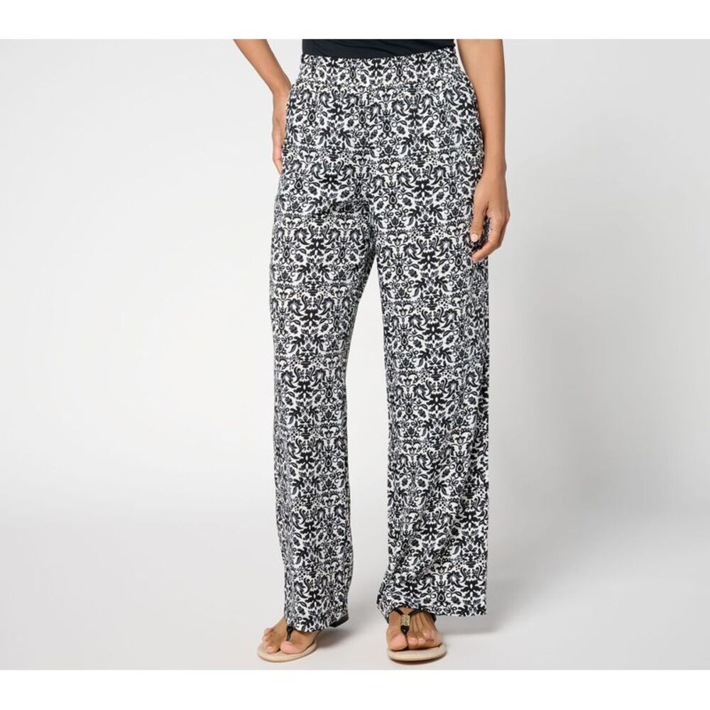 Gloria Vanderbilt Women's Pants Sz S Santorini Smocked Waist Pant Black A691538